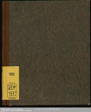 1809: Königl.-Sächs. gnädigst conc. neuer Dresdner Wirthschafts- und Wohlfahrts-Calender