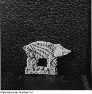 Historische Pfefferkuchenform "Stachelschwein". Tonabdruck des Gebäckmodels, 18. Jh. Ofen- und Keramikmuseum Velten