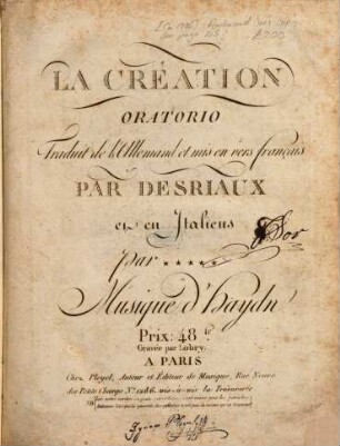 La création : oratorio