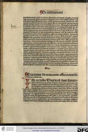 Tractatus de novorum officiorum divinorum institutione.
