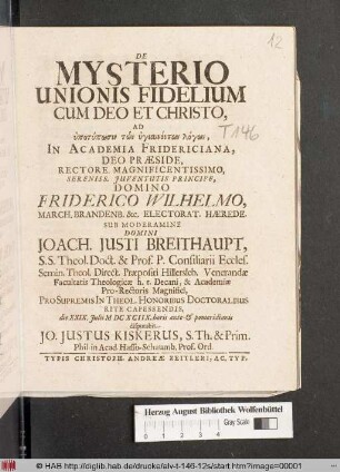 De Mysterio Unionis Fidelium Cum Deo Et Christo
