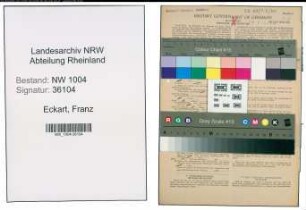 Entnazifizierung Franz Eckart , geb. 28.09.1880 (Postinspektor)