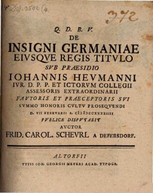 De insigni Germaniae, eiusque regis titulo