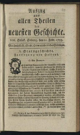 VIII. Stück. Coburg, den 21. Febr. 1753.