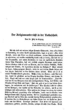 Der Religionsunterricht in der Volksschule