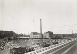 Leipzig-Leutzsch, Bahnhof : Leipzig-Leutzsch. Bahnhof. Teilansicht mit Baustelle für die erste Brücke Gundorfer Straße (Georg-Schwarz-Straße)