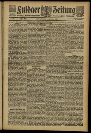 Erste Ausgabe vom Dienstag, den 25. Juni 1912.