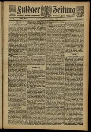 Erste Ausgabe vom Dienstag, den 25. Juni 1912.