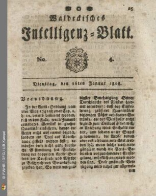 No. 4. Dienstag, den 26ten Januar 1808