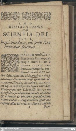 Cap. I. In quo ostenditur, quo sensu Deo tribuatur Scientia
