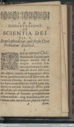 Cap. I. In quo ostenditur, quo sensu Deo tribuatur Scientia