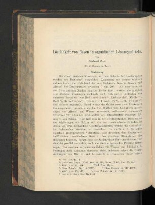 Löslichkeit von Gasen in organischen Lösungsmitteln.
