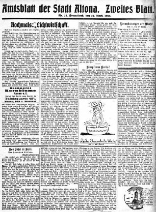 Nummer 15. Zweites Blatt. : Sonnabend, den 10. April 1926