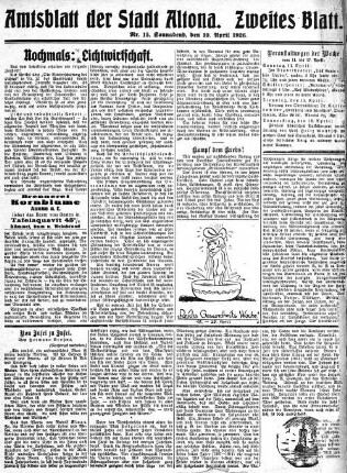 Nummer 15. Zweites Blatt. : Sonnabend, den 10. April 1926
