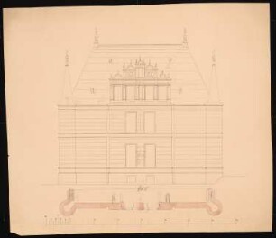 Landhaus Redern, Lanke: Seitenansicht mit Grundrissdetail