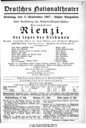 Rienzi, der letzte der Tribunen