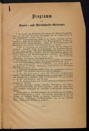 Programm der Steuer- und Wirtschafts-Reformer