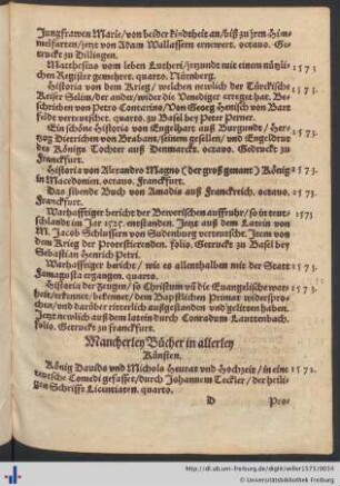 Mancherley Bücher in allerley Künsten.