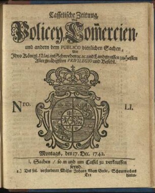 Nro. LI, Montags, den 17. Dec. 1742