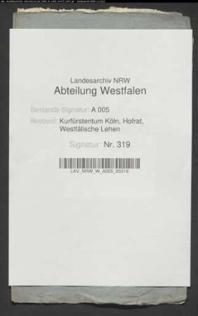Belehnung des Kaspar von Meschede zu Garbeck mit der Freigrafschaft Balve