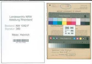 Entnazifizierung Heinrich Meier , geb. 19.11.1906 (Zollbeamter)
