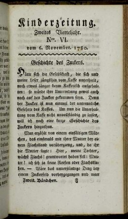 Nro. VI. vom 6. November 1780