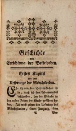 Geschichte von Errichtung der Bettelorden : Aus dem Französischen
