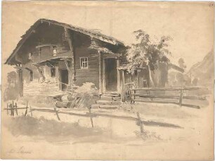 Pfann, Paul; Zeichnungen, Aquarelle, Skizzen - Holzhaus (Perspektive)