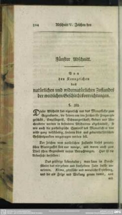 Fünfter Abschnitt. Von den Kennzeichen des natürlichen und widernatürlichen Zustandes der weiblichen Geschlechtsverrichtungen