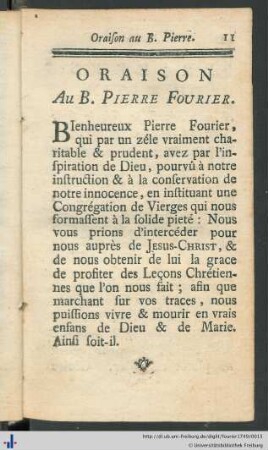 Oraison Au B. Pierre Fourier