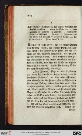 8. Pater Benoit's Beschreibung der innern Gemächer des Kaysers von Sina: [...]