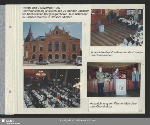 Festveranstaltung zum 70-jährigen Jubiläum des Chores im Ballhaus Watzke in Dresden-Mickten (Bild 1)