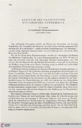 Register der Ortschaften mit Lorscher Güterbesitz