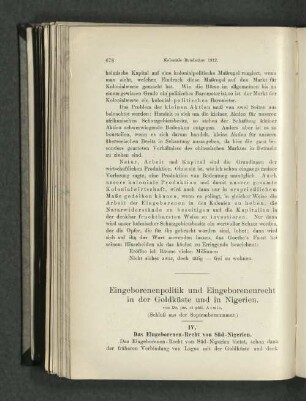 Eingeborenenpolitik und Eingeborenenrecht in der Goldküste und in Nigeria.