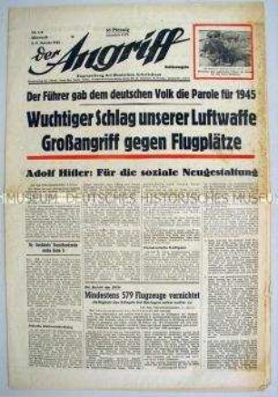 Tageszeitung "Der Angriff" u.a. zur Neujahrsrede von Hitler