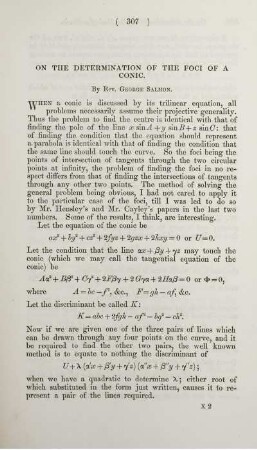 On the determination of the foci of a conic.