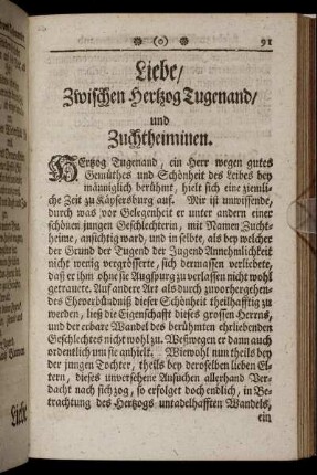 Liebe/ Zwischen Hertzog Tugenand/ und Zuchtheiminen.