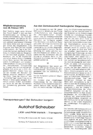 Aus dem Zentralausschuß Hamburgischer Bürgervereine