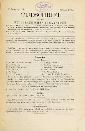Tijdschrift van de Koninklijke Nederlandse Schaakbond. 6. 1898