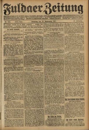 Erste Ausgabe vom Samstag, den 25. September 1915.
