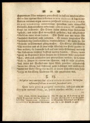 §. 13. Reliquiae iuris antiquissimi Germanico-Danici in recepta testamentifactione et noviori succedendi iure.