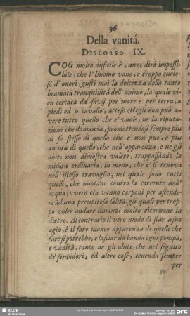 Della vanitá. Discorso IX.