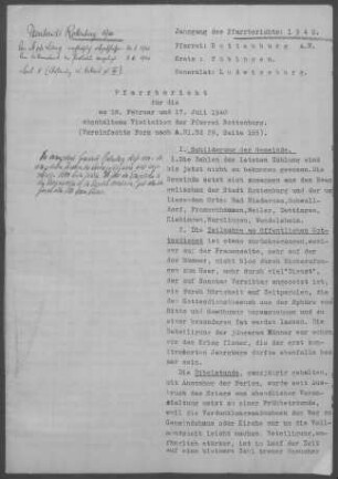 Rottenburg mit Nebenorten: Pfarrbericht 1940