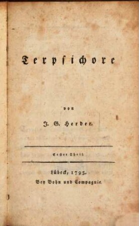 Terpsichore, Erster Theil