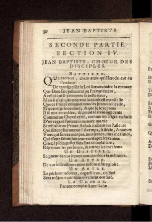 Section IV. Jean Baptiste, Choeur des Disciples