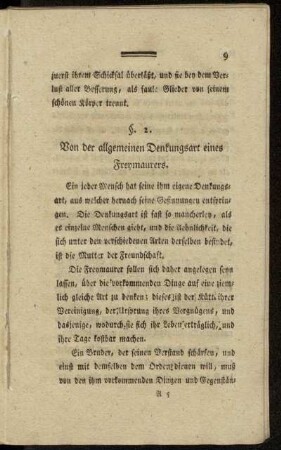 §. 2. Von der allgemeinen Denkungsart eines Freymaurers.