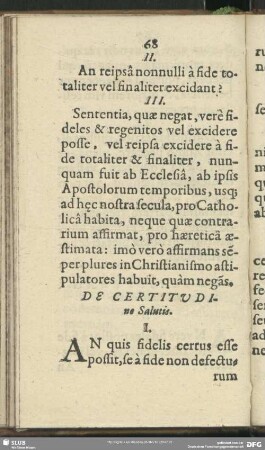De Certitudine Salutis