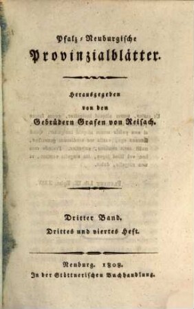 Pfalz-Neuburgische Provinzialblätter. 3. 1805, Heft 3 - 4