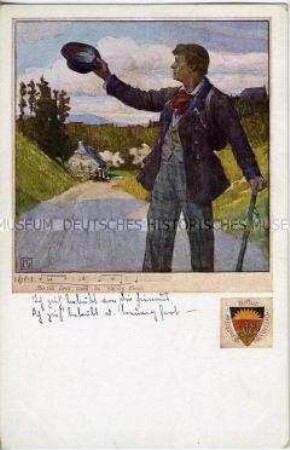 Liedillustration, Postkarte des Deutschen Schulvereins Nr.457