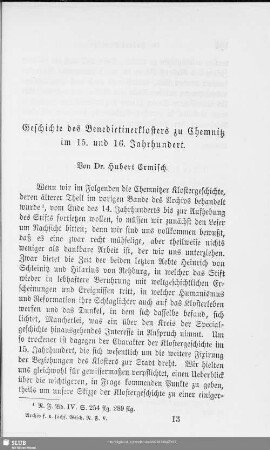 Geschichte des Benedictinerklosters zu Chemnitz im 15. und 16. Jahrhundert